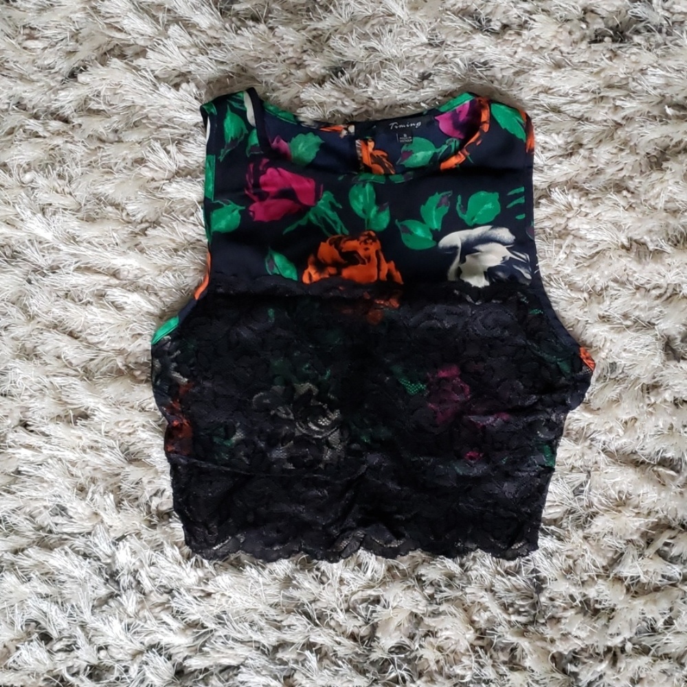 Floral and Lace Crop Top